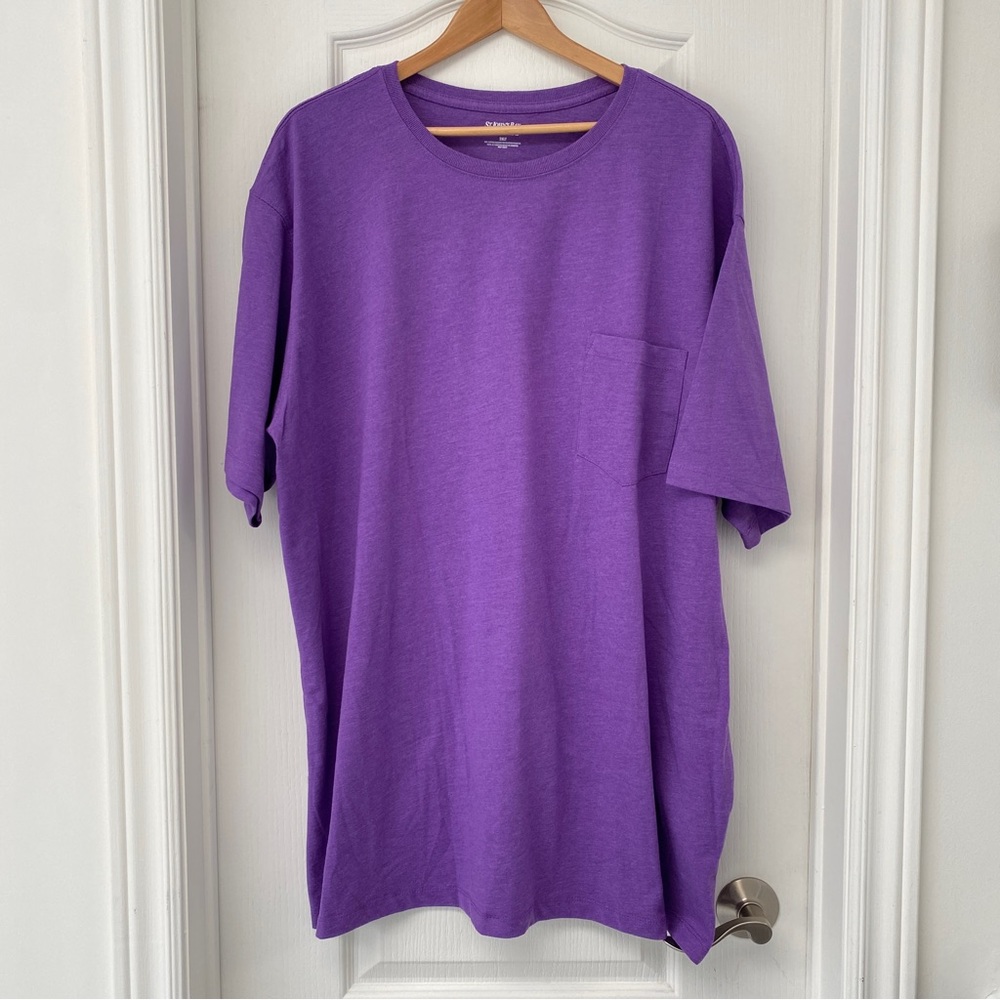 St. John's Bay Purple Pocket T-Shirt 2XLT Tall Unisex Tee